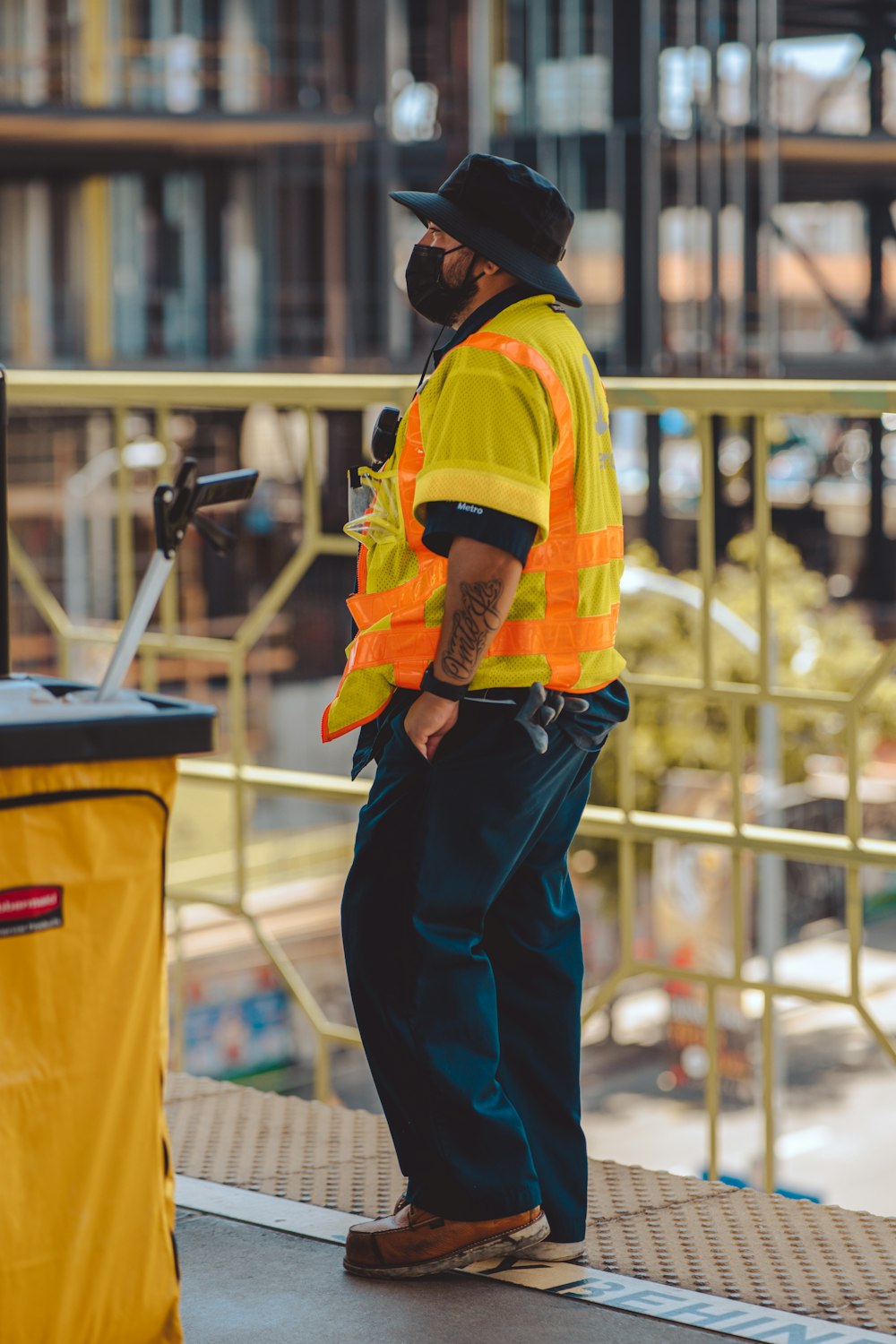 a person wearing a safety vest