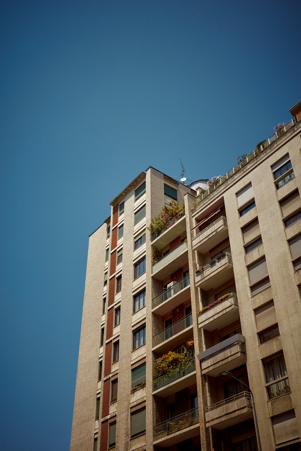 a tall building with balconies