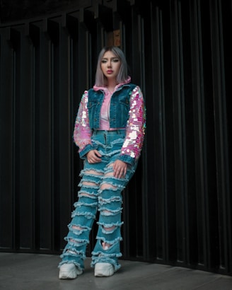 a woman wearing a garment