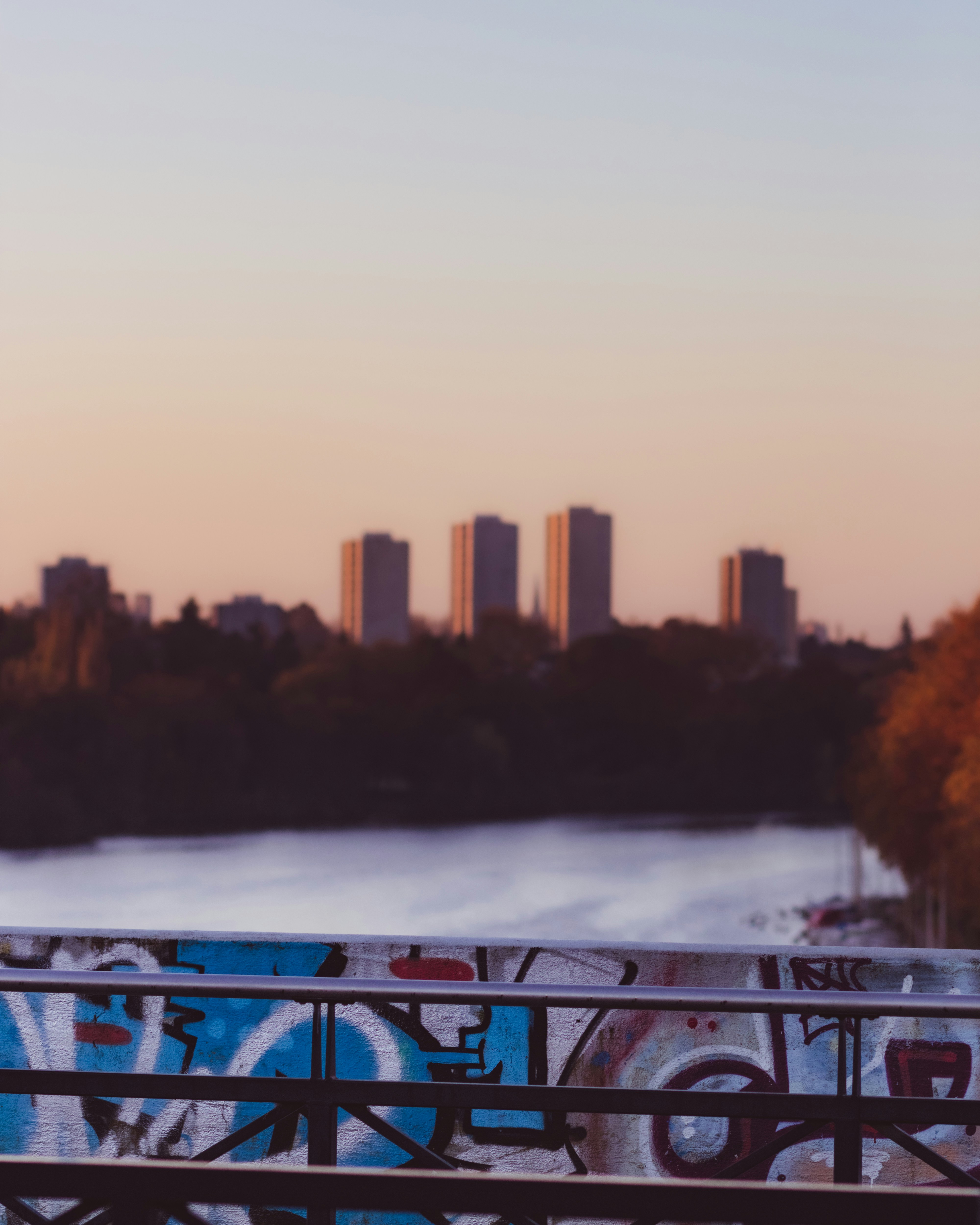 a view of a city from a bridge