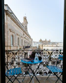 Charming balcony view overlooking a quiet Madrid street