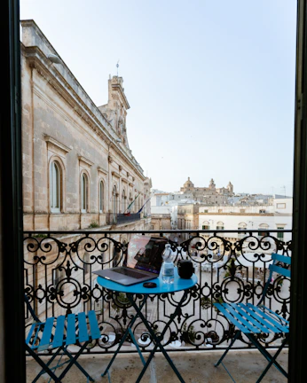 Charming balcony view overlooking a quiet Madrid street