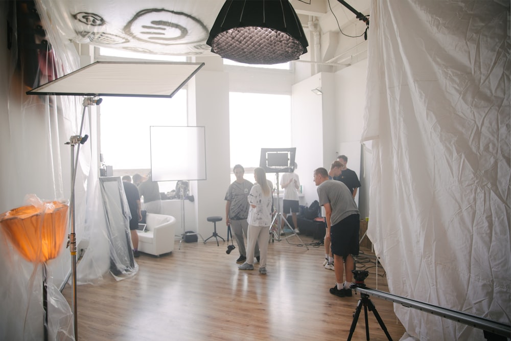 a group of people in a room