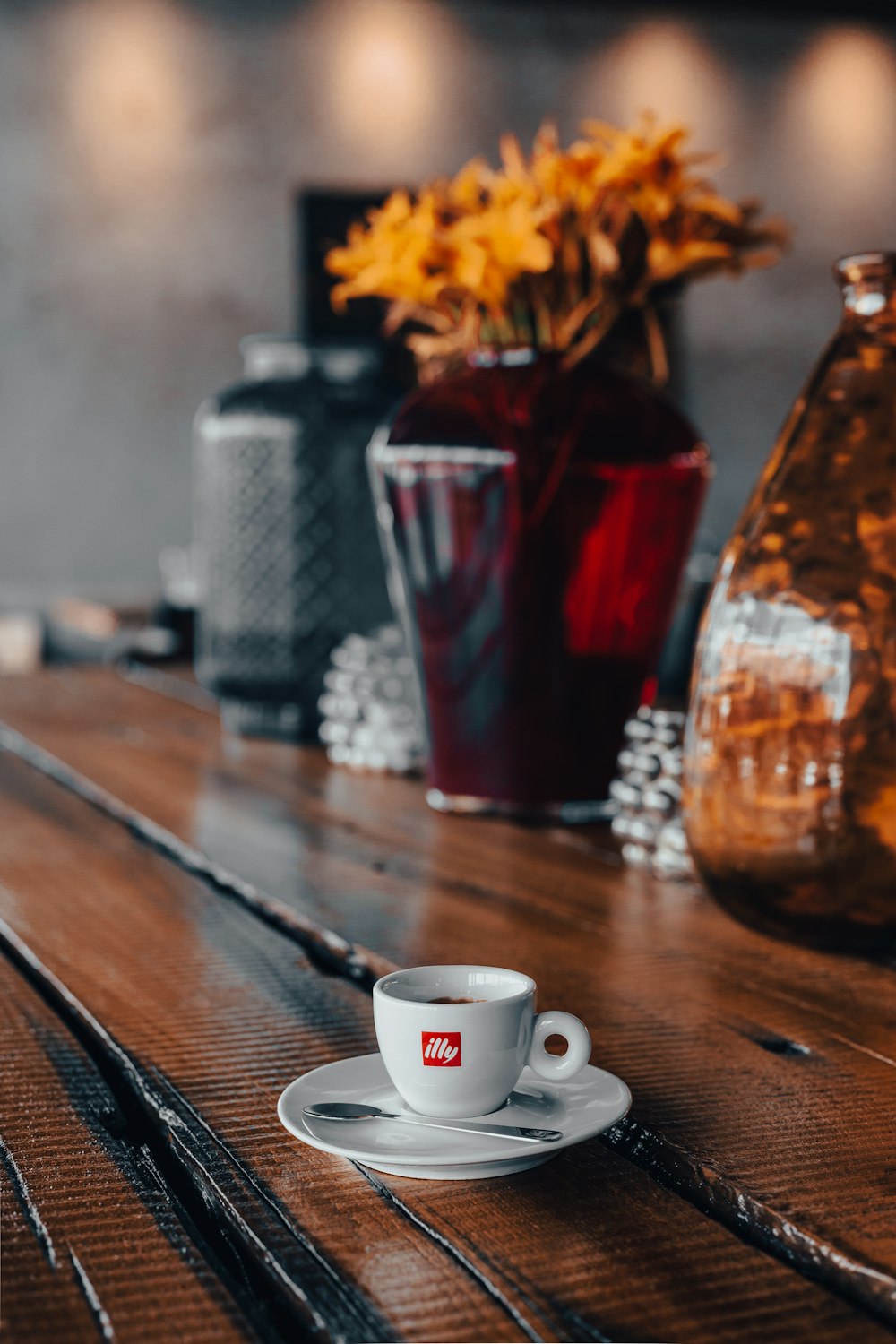 a cup of coffee on a table