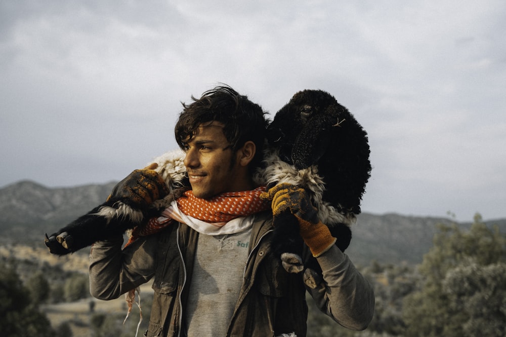 a person holding a bird