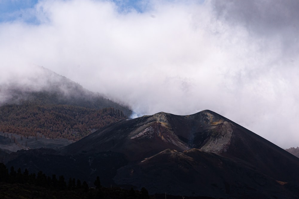 a mountain with snow