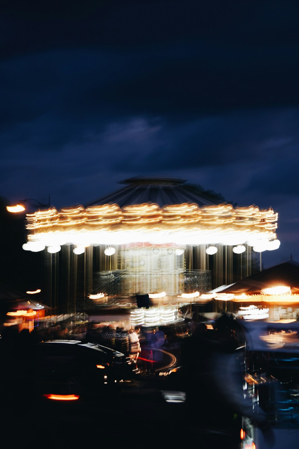 a building with lights on at night