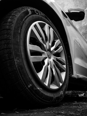 a close up of a car tire