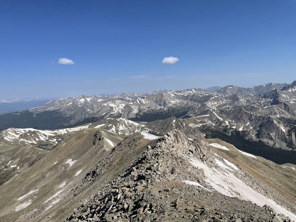 a mountain range with snow