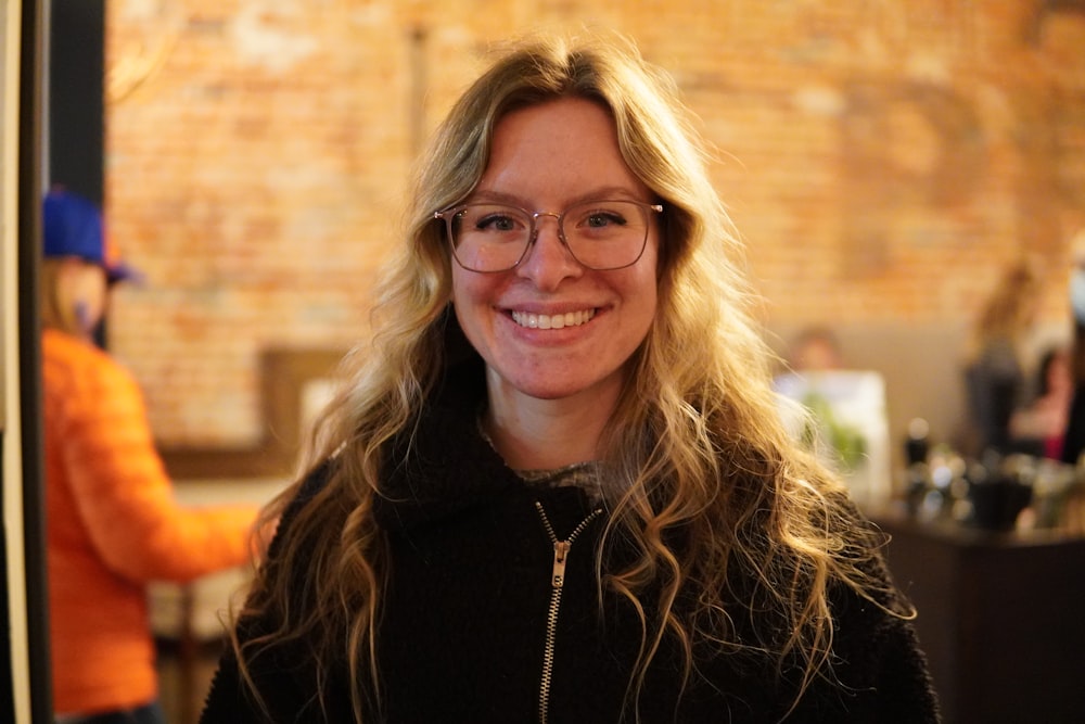 a woman with long hair