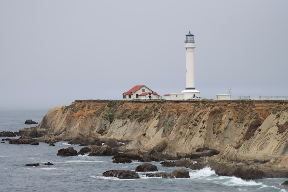 a lighthouse on a rocky cliff