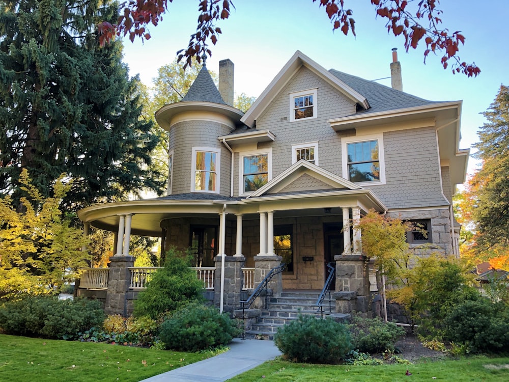 a large house with a front yard