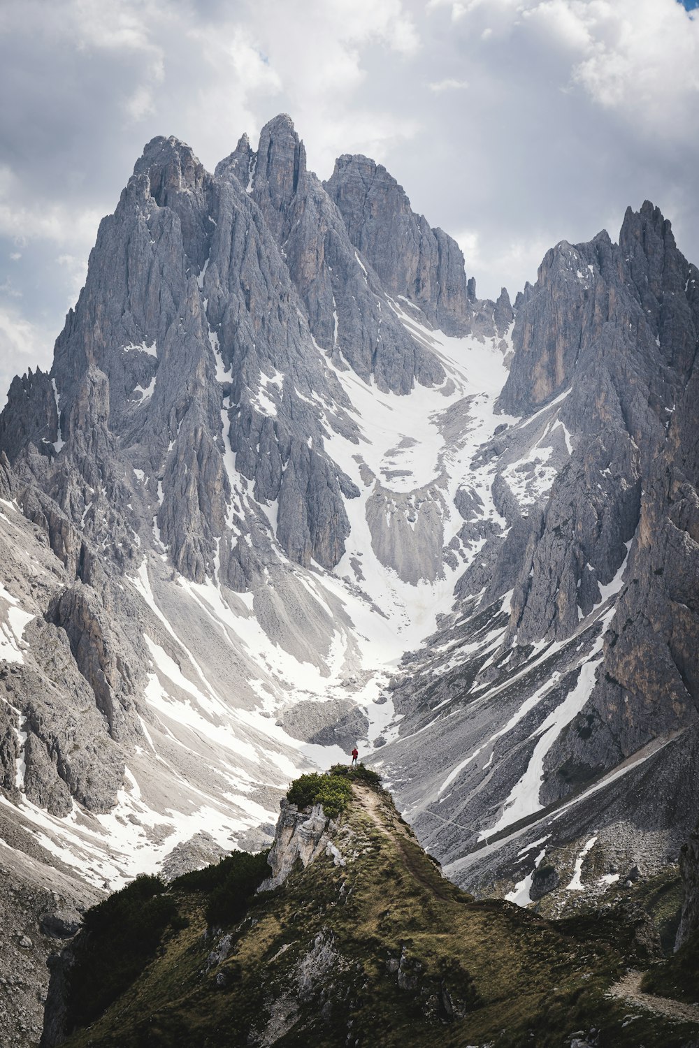 a person walking on a mountain