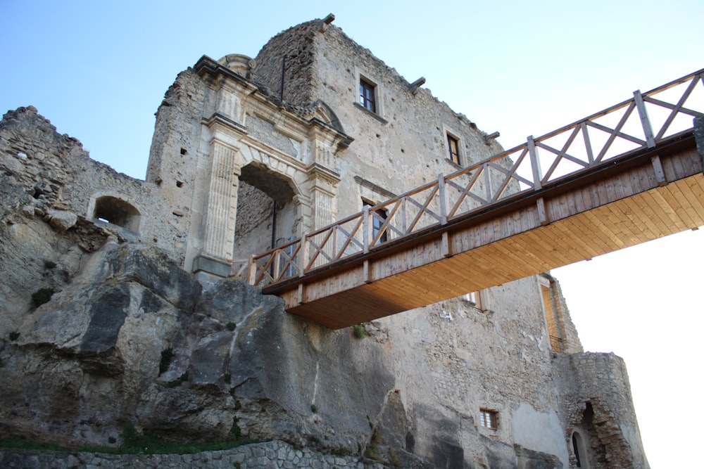 a stone building with a staircase