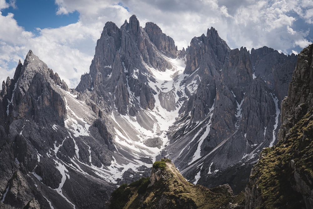 a mountain with snow