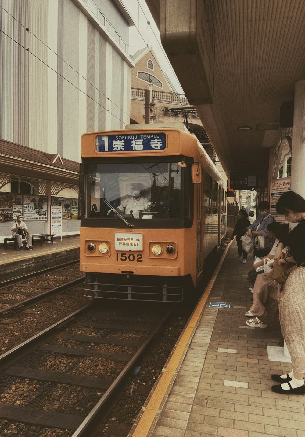 a train pulling into a station