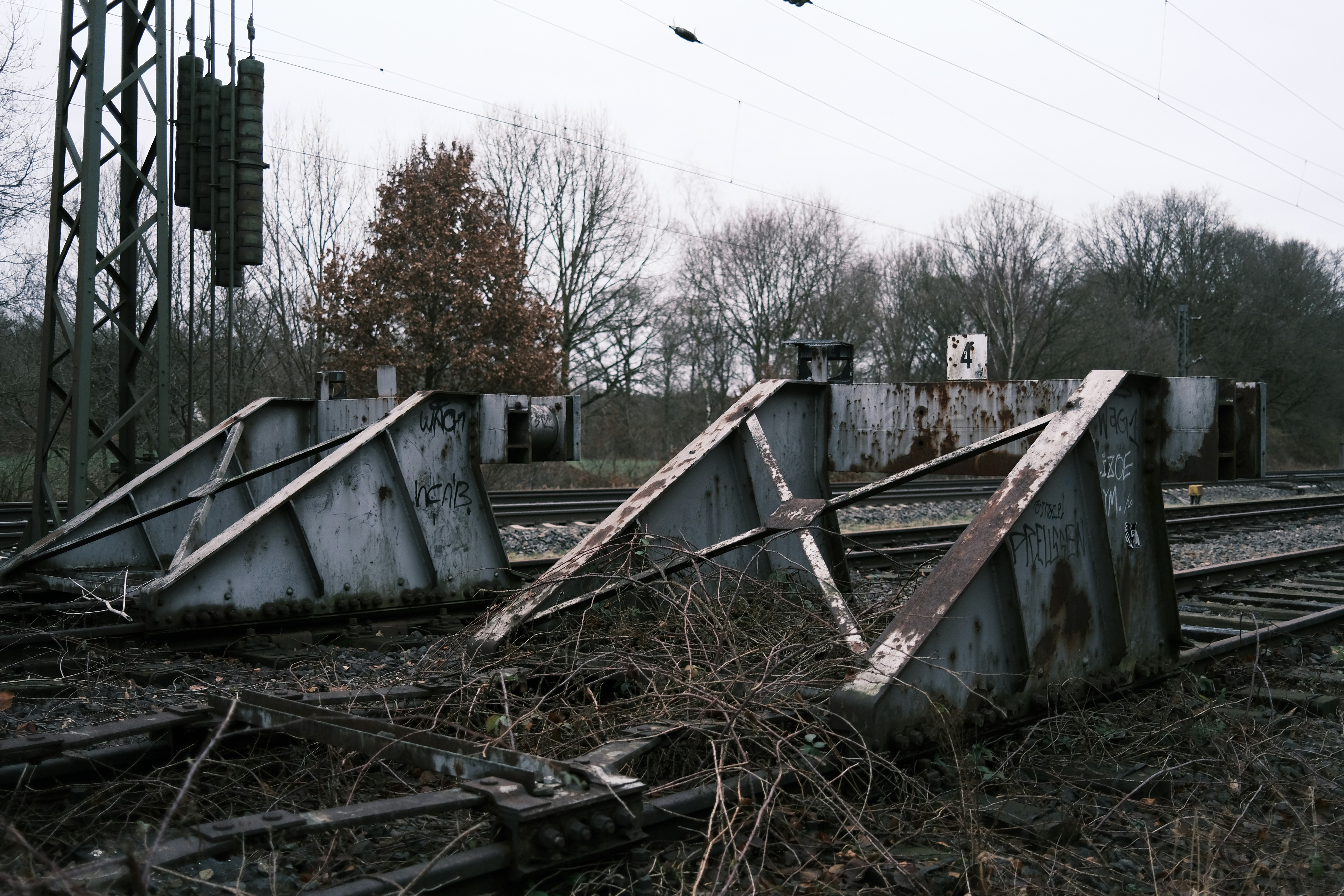 a pile of metal and wood