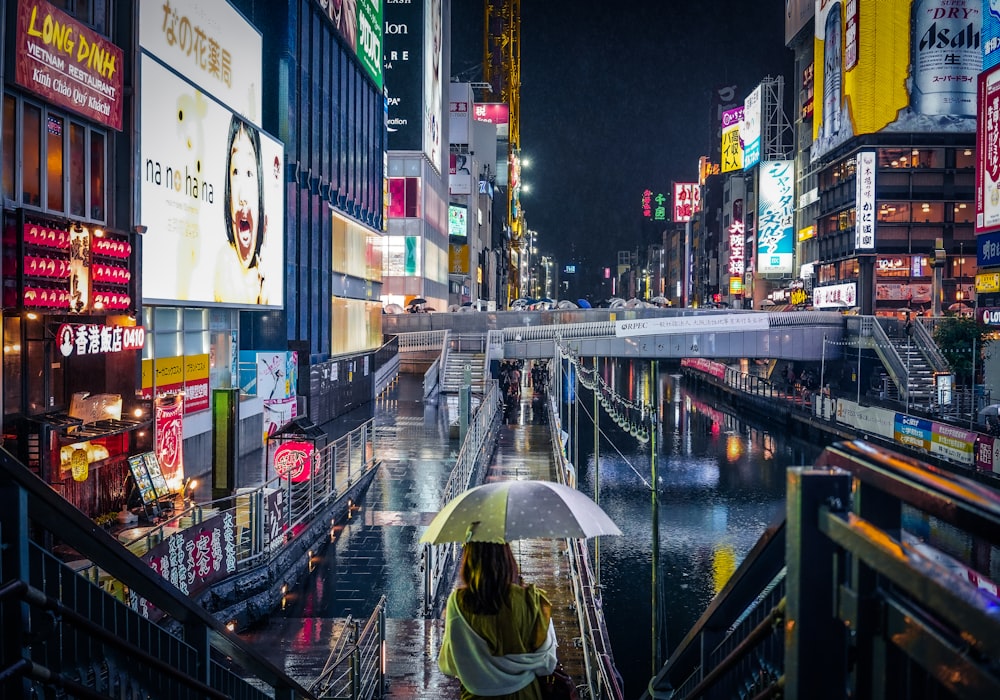 a person walking in a city