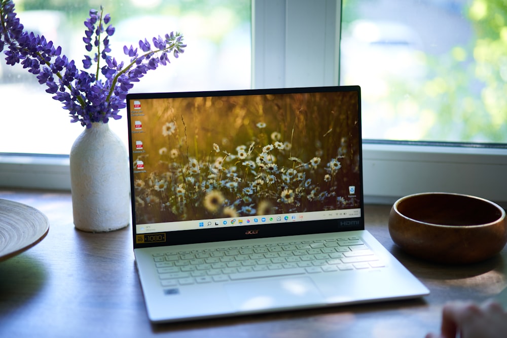 a laptop computer on a table