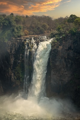 a waterfall in a forest