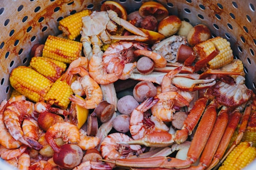 a basket of seafood