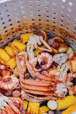 a pile of different types of seafood