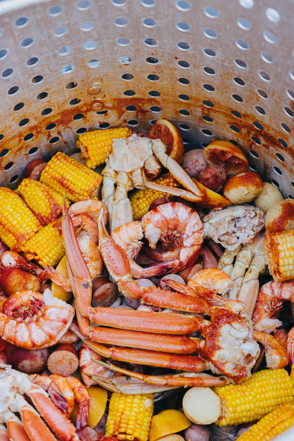 a pile of different types of seafood