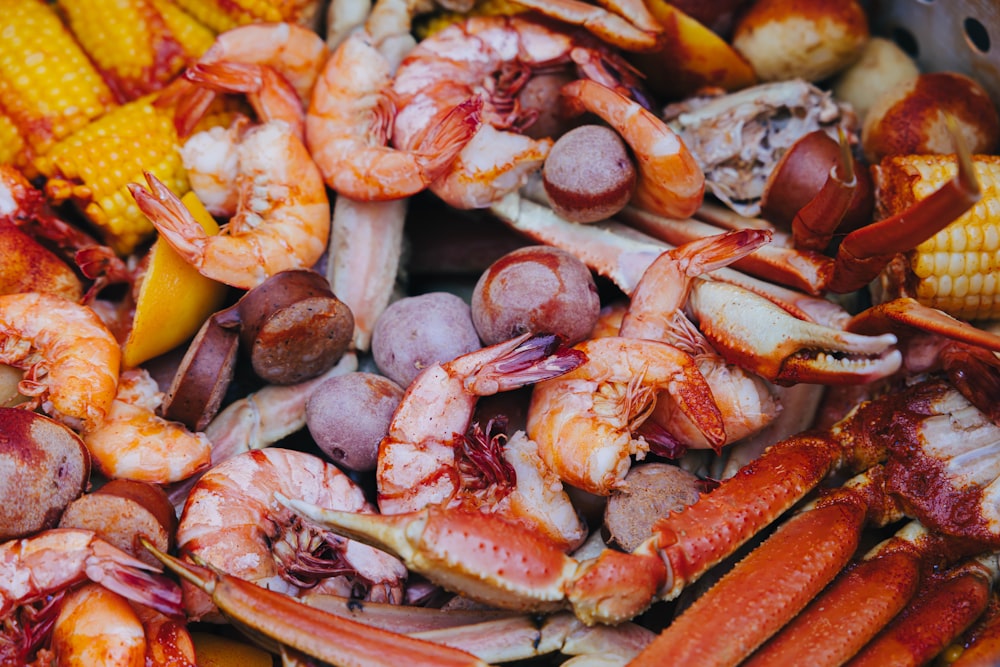 a pile of seafood