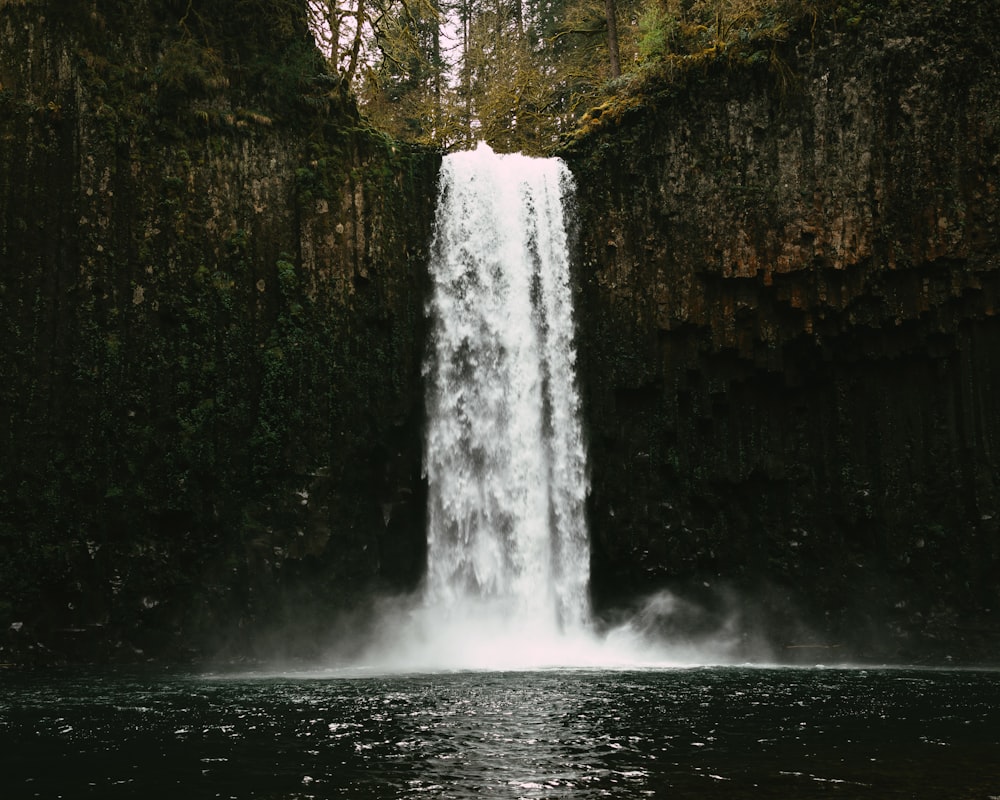 a waterfall in a forest