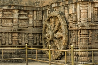 a stone wall with carvings