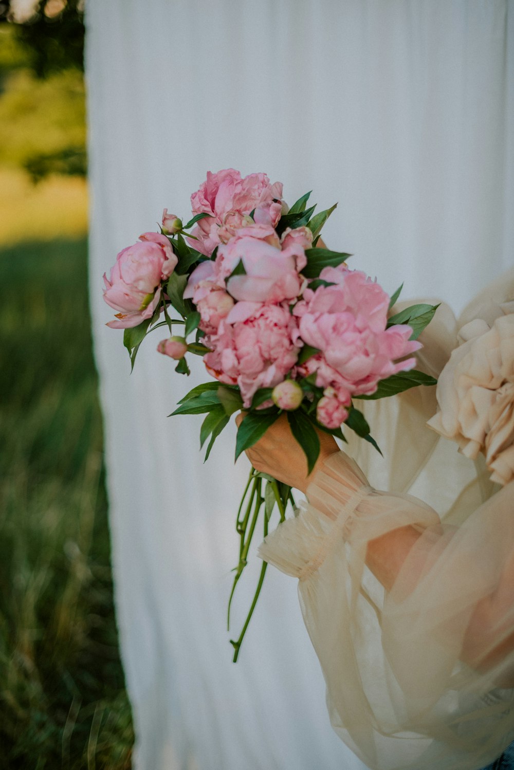 a bouquet of pink flowers