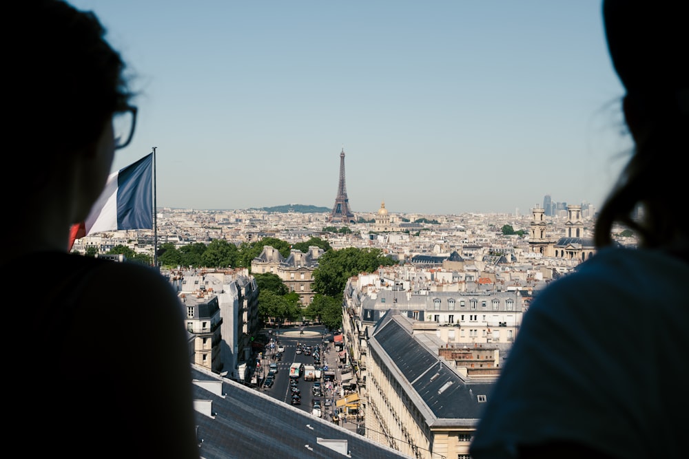 a view of a city from a high up building