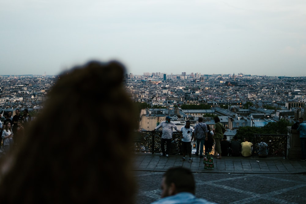 a group of people on a rooftop