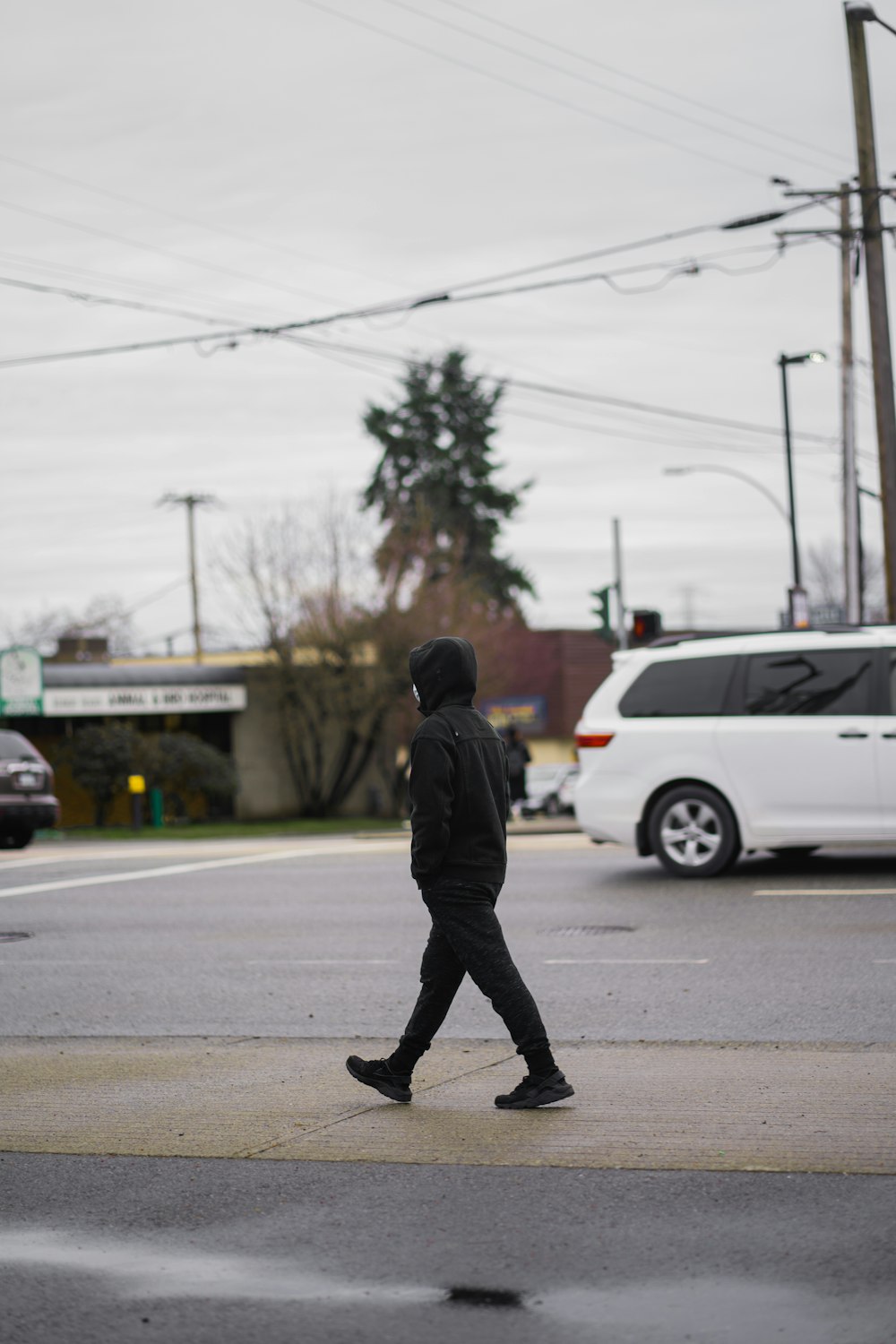 a person walking on a street