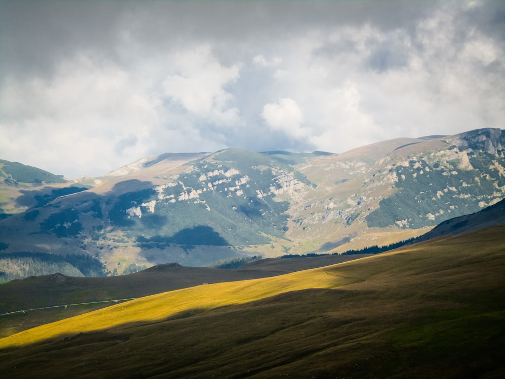 a mountain range with snow