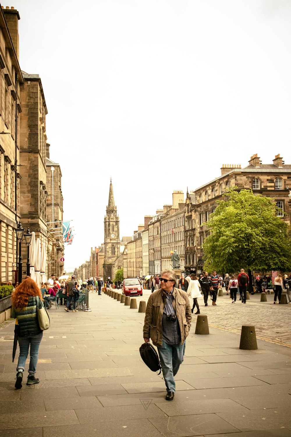 a person walking on a street