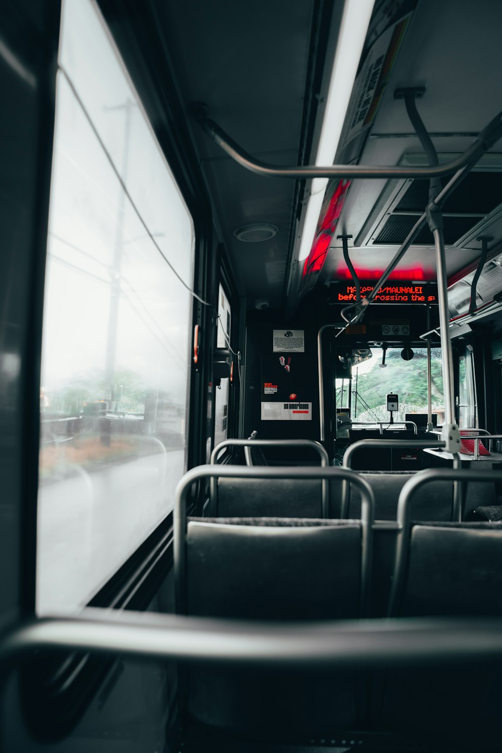 the inside of a bus