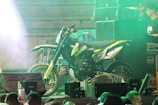 A vibrant display of various raffle prizes including a motorcycle.
