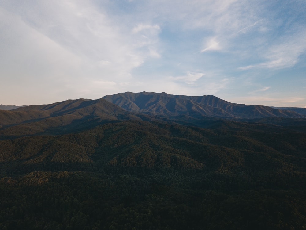 a landscape with hills and trees