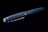A sleek, dark blue fountain pen is displayed against a black background. The pen has metallic accents and a glossy finish, emphasizing its elegant design.
