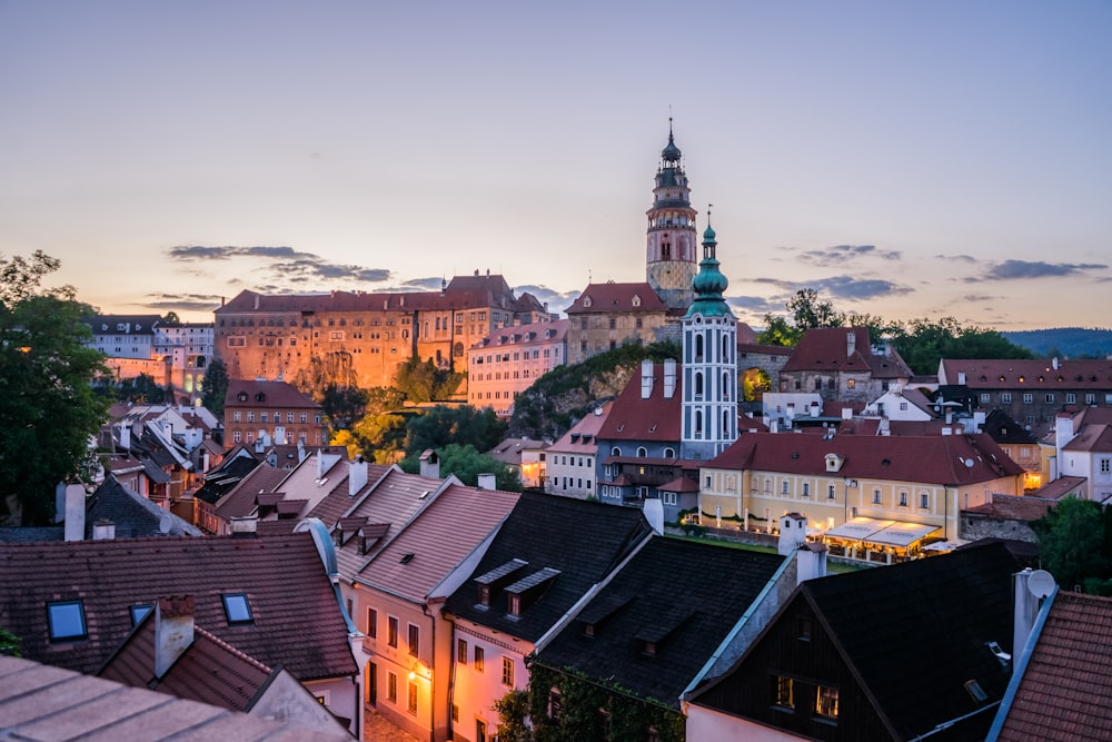 Český Krumlov with many rooftops