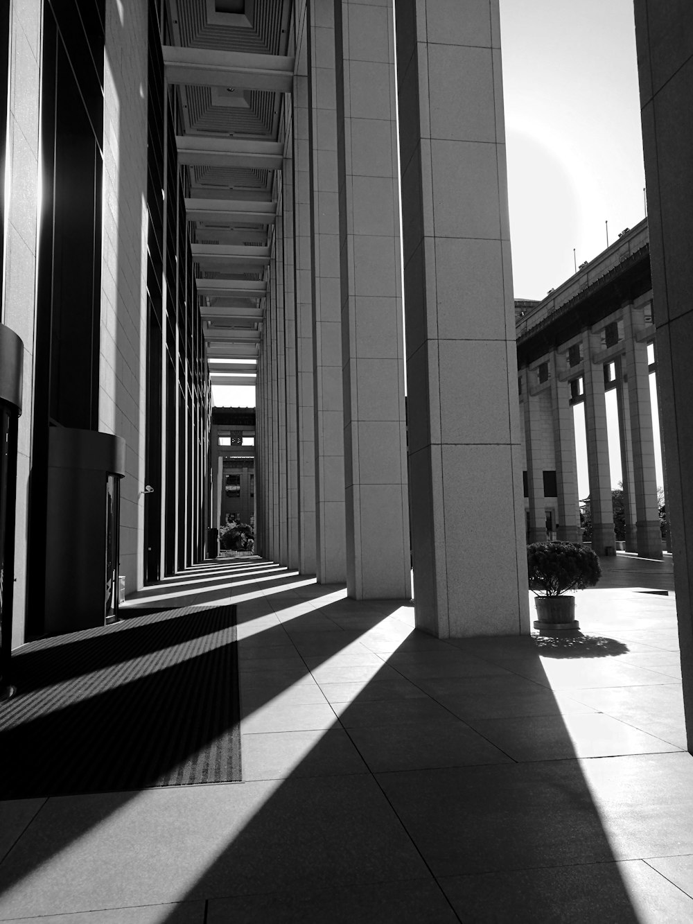 a building with a large glass wall