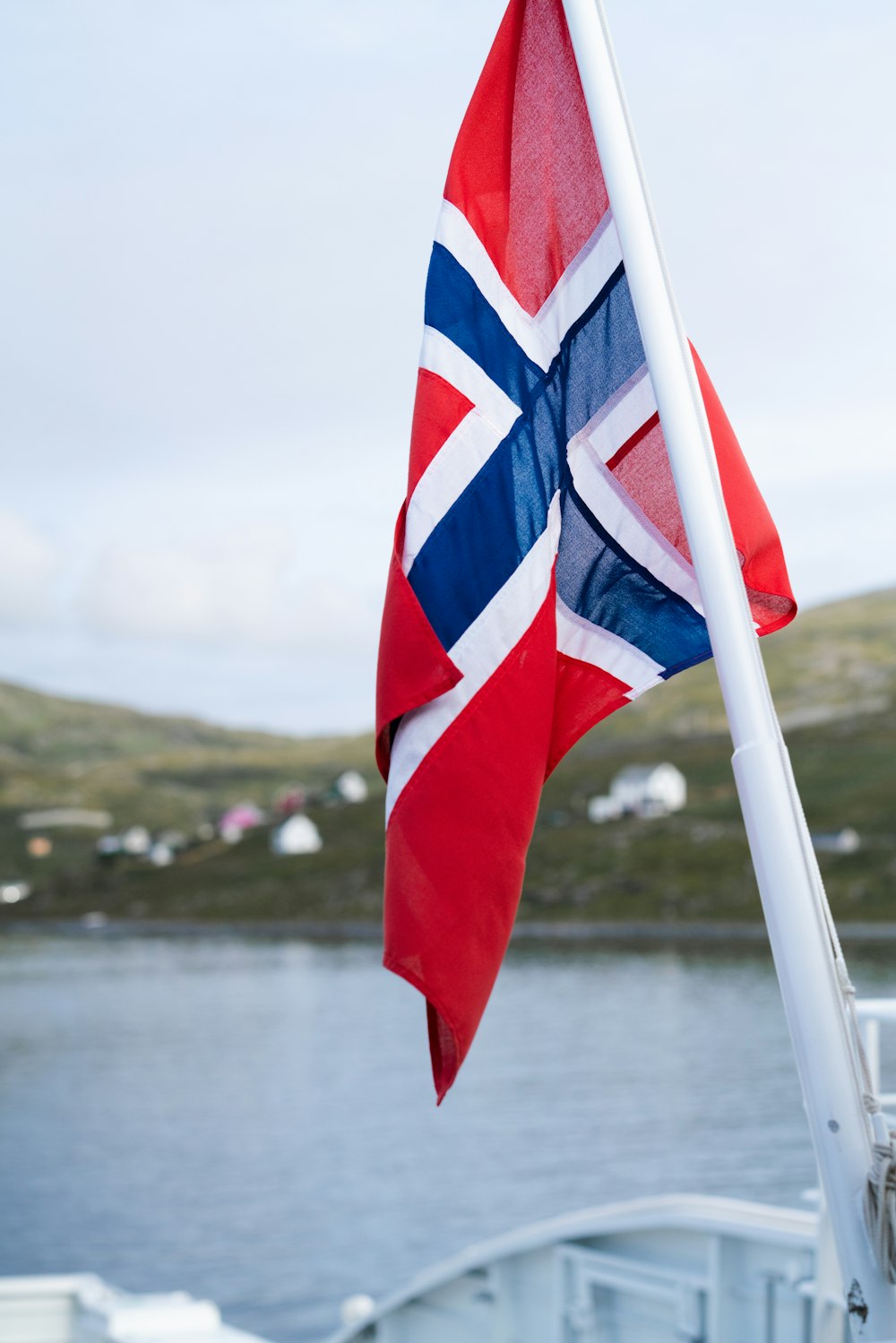 a flag on a boat