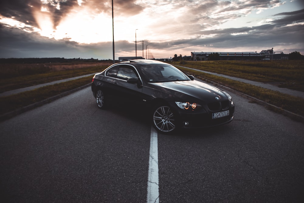 a black car on a road