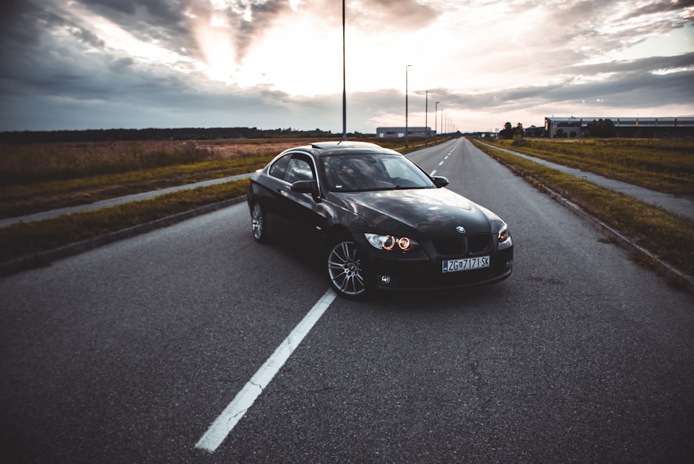 a black car on a road