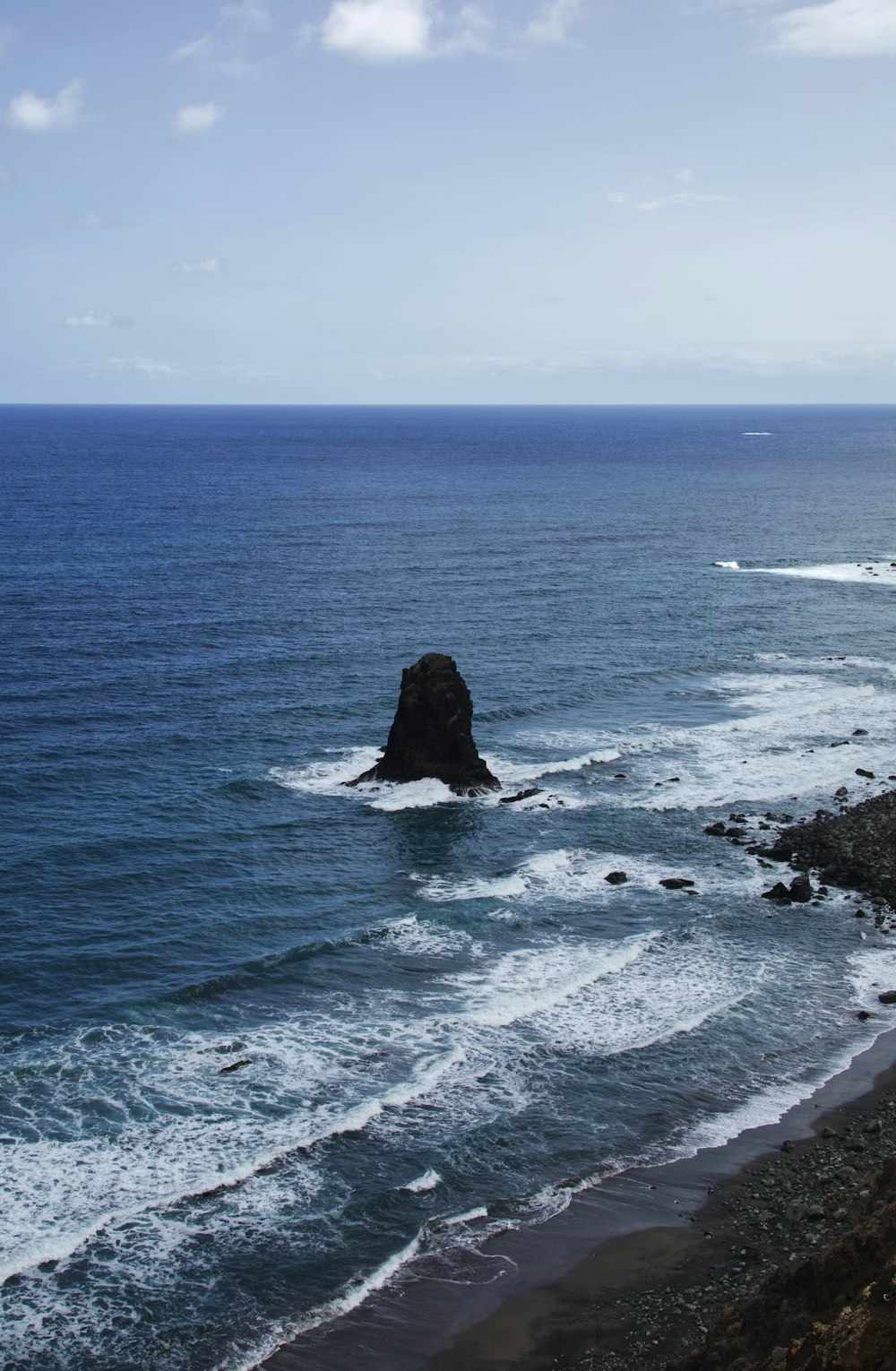 a body of water with waves crashing on it