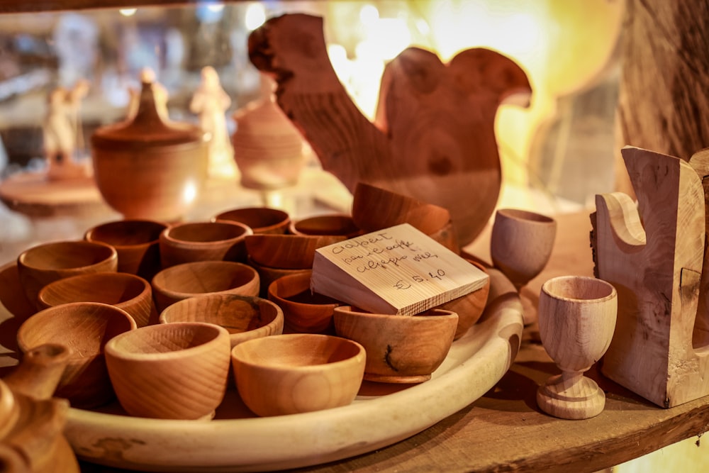 a group of clay pots