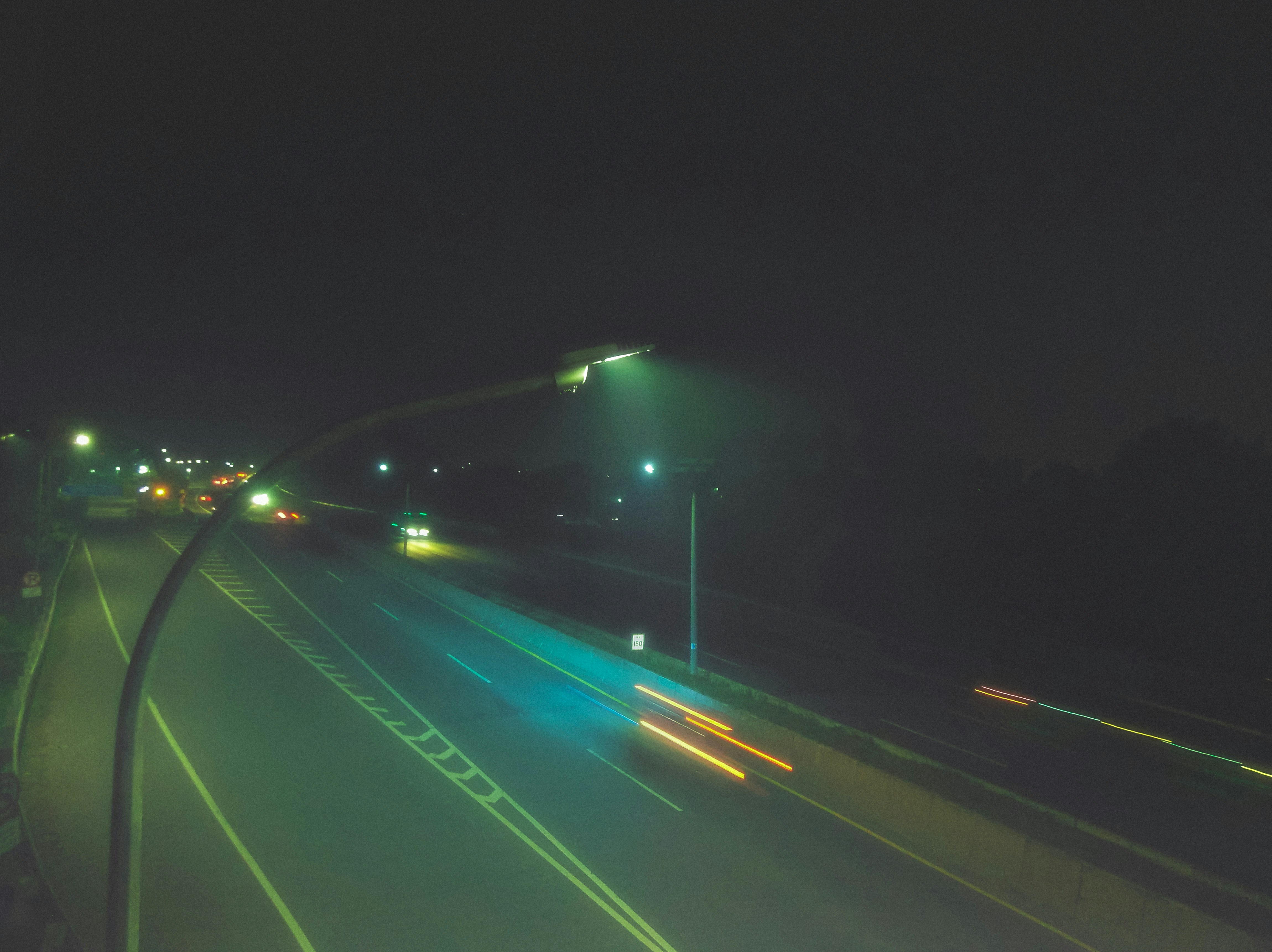 a highway at night