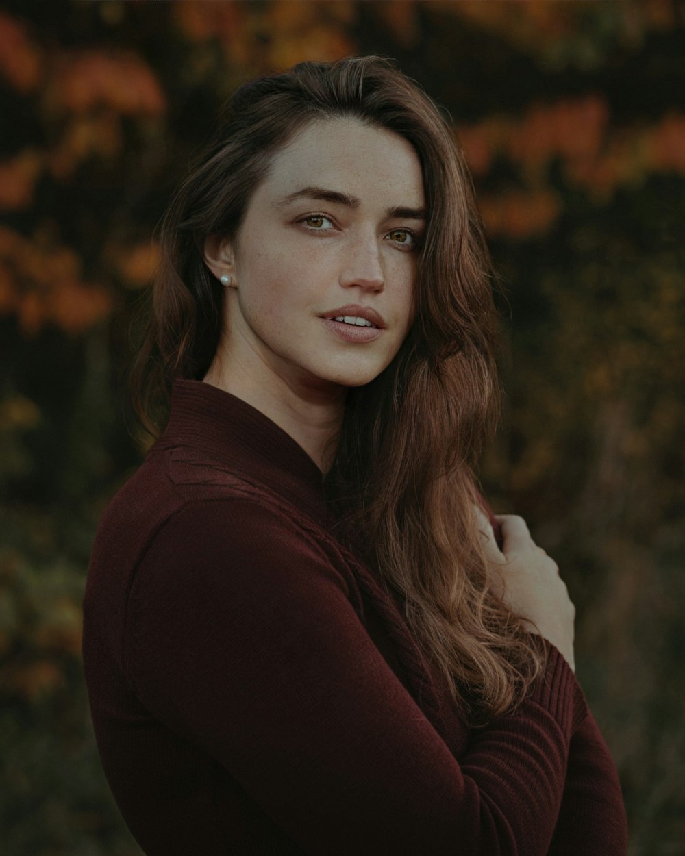 a woman with long hair