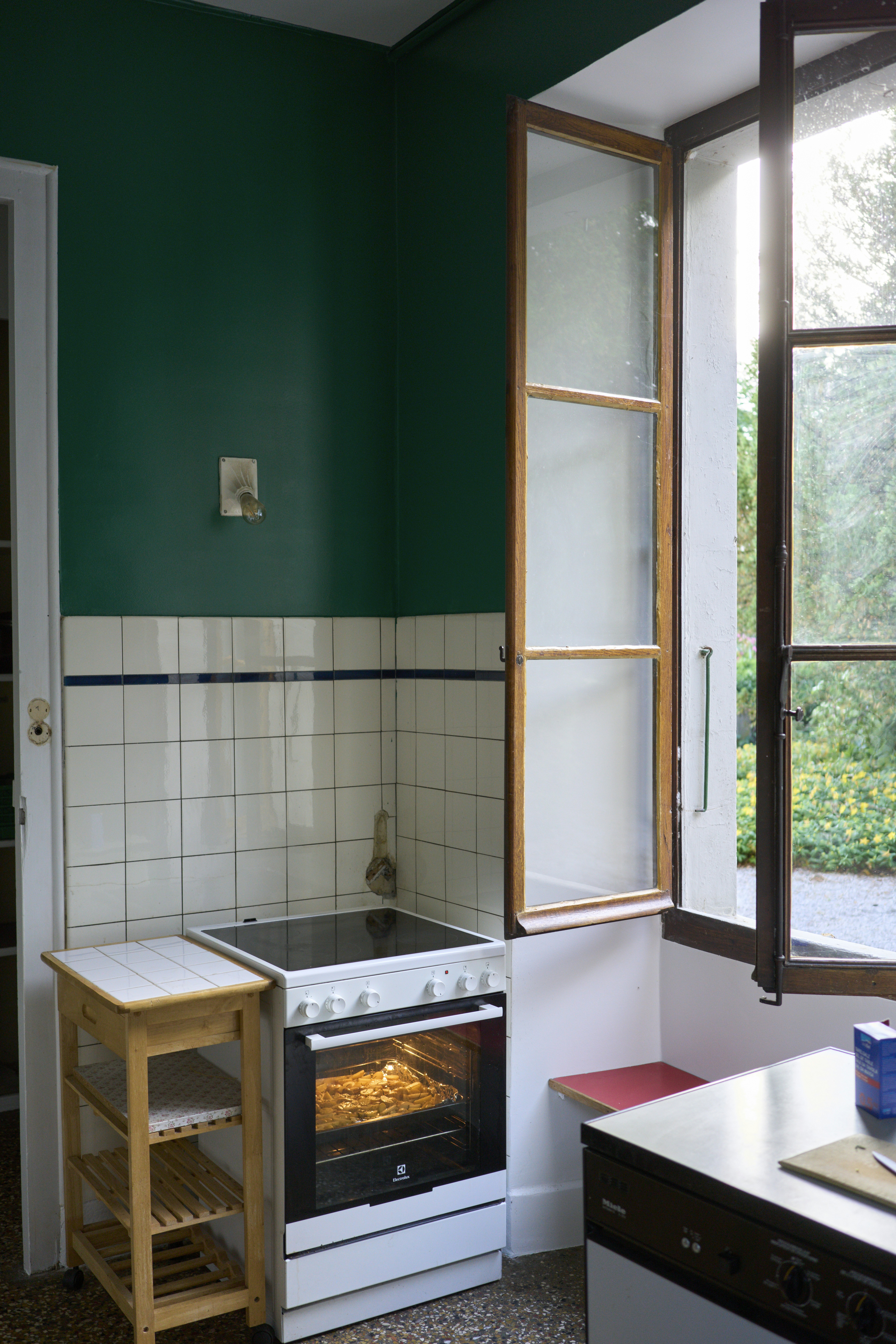 Modern kitchen with tinted windows